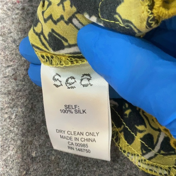 Sea New York Lana Silk Yellow and Black Floral Mini Dress Size 4 - Picture 6 of 6
